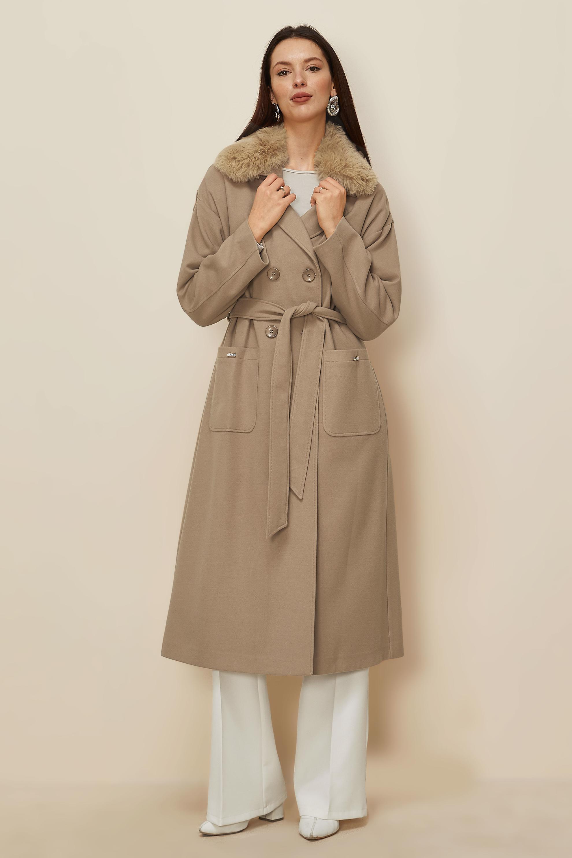 Hijab clothing BROWN BELTED COAT 90548