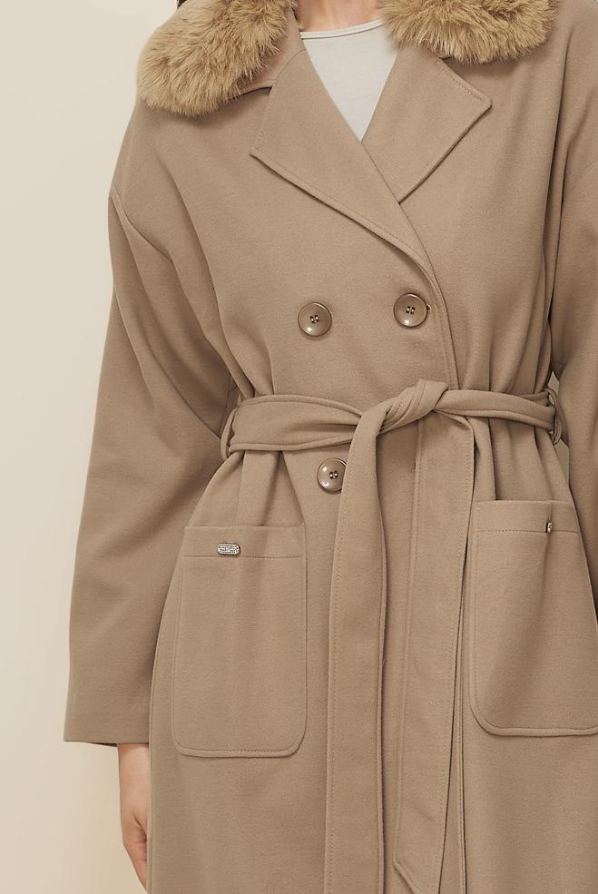 Hijab clothing BROWN BELTED COAT 90548 - ALVİNA