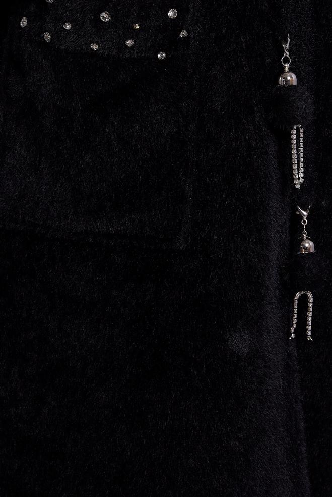 Hijab clothing BLACK FUR DETAILED COAT 90549 - ALVİNA