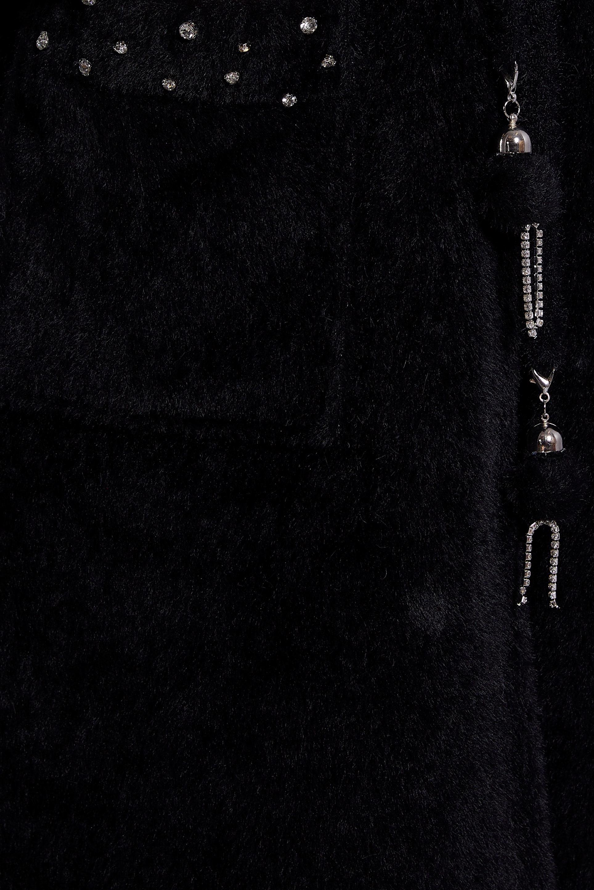 Tesettür giyim SİYAH KÜRK DETAYLI KABAN 90549