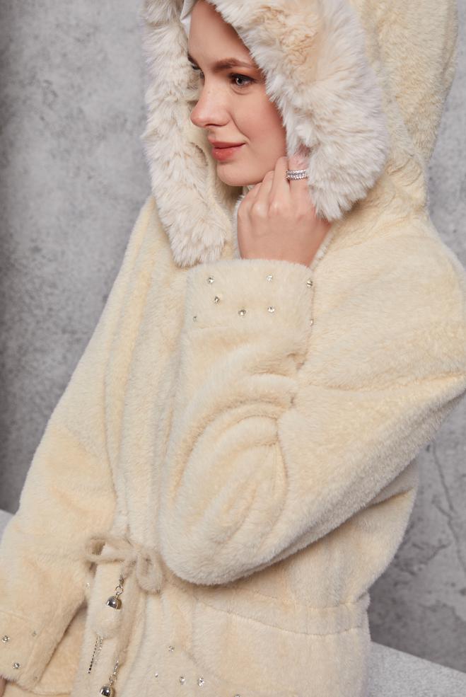 Hijab clothing BROWN FUR DETAILED COAT 90549 - ALVİNA