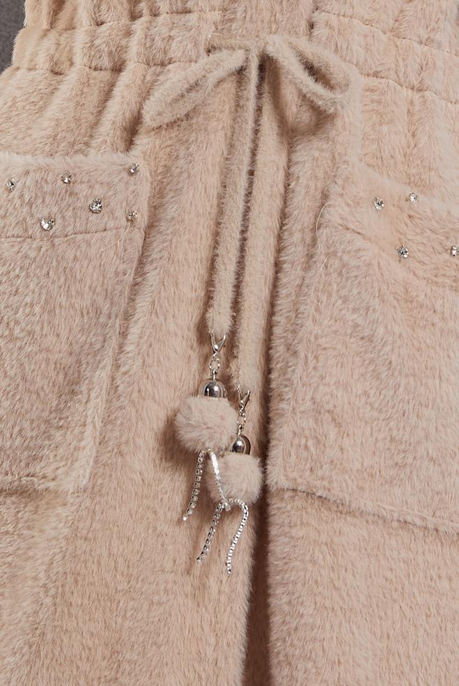 Hijab clothing BROWN FUR DETAILED COAT 90549 - ALVİNA