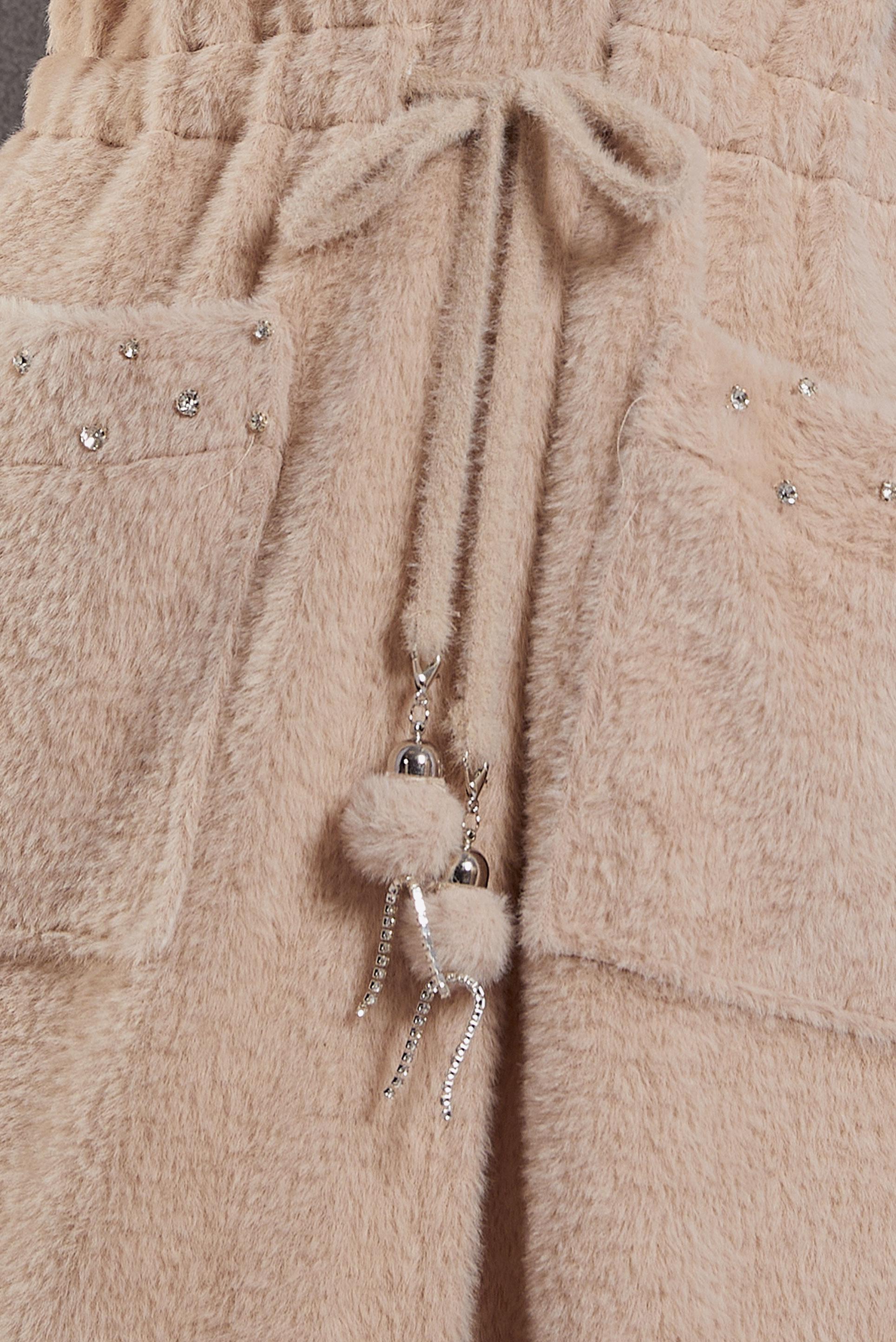 Tesettür giyim KAHVE KÜRK DETAYLI KABAN 90549