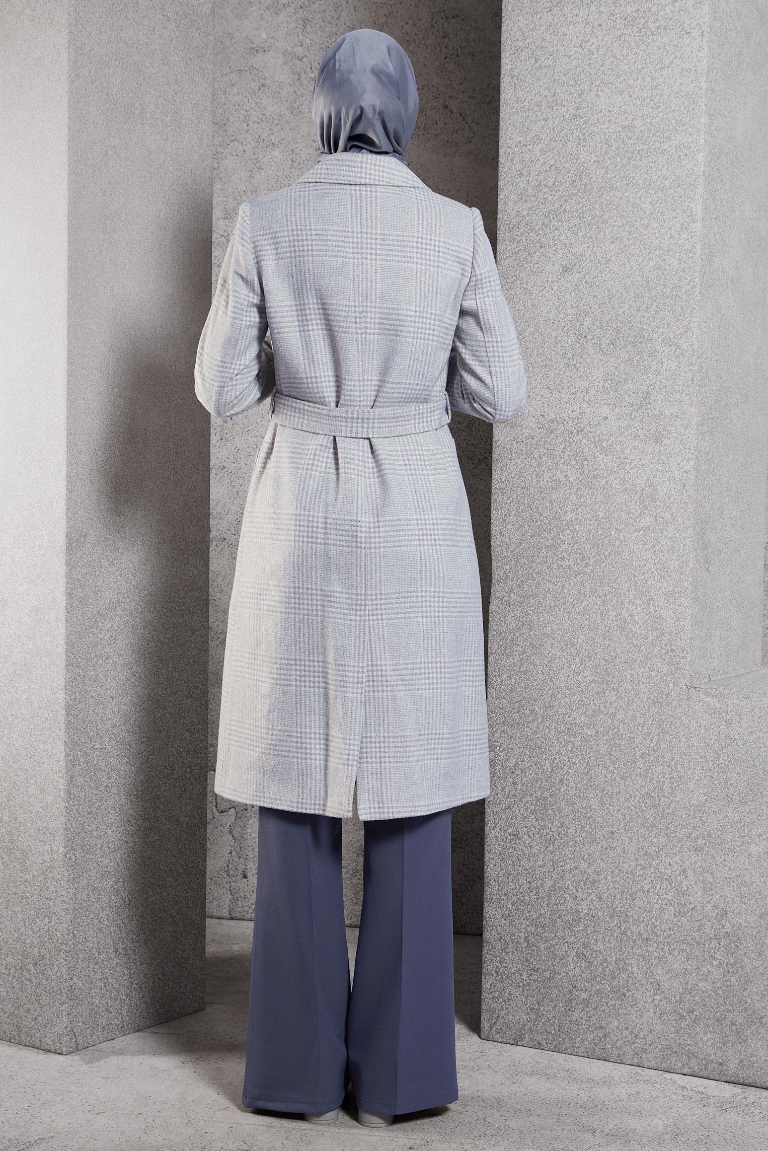 Vêtements hijab GRIS MANTEAU CEINTURÉ 90550