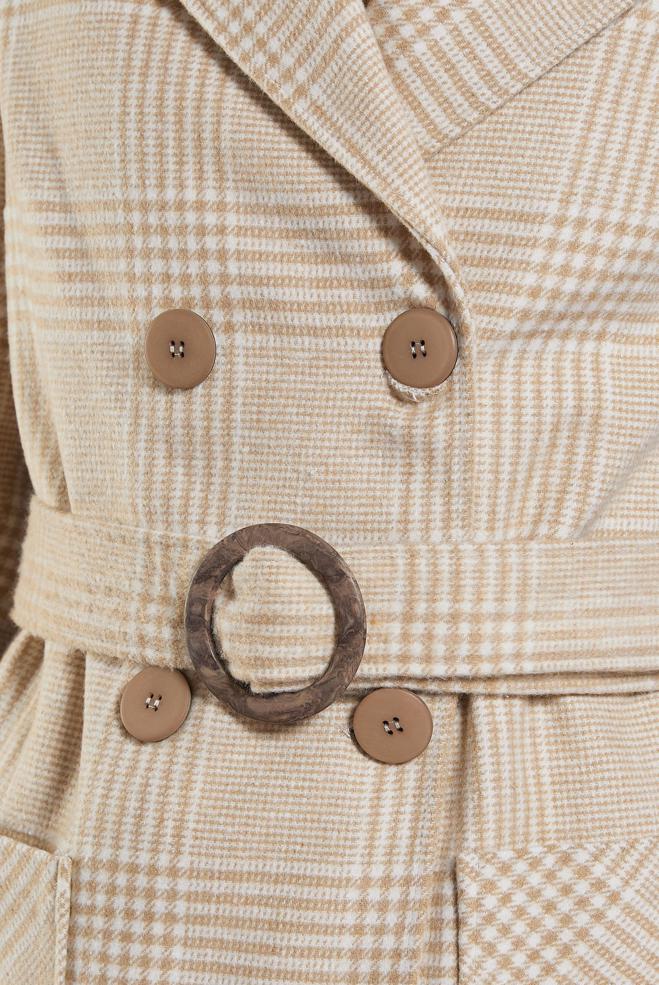 Vêtements hijab BRUN MANTEAU CEINTURÉ 90550 - ALVİNA