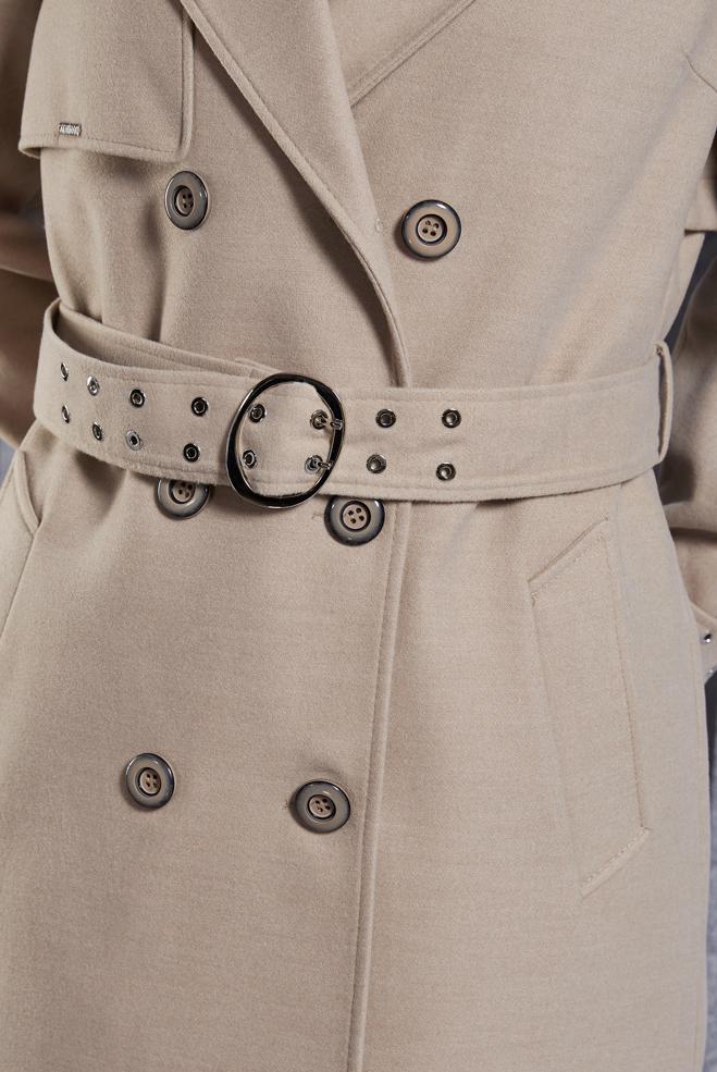 Hijab clothing BEIGE BELTED COAT 90551 - ALVİNA