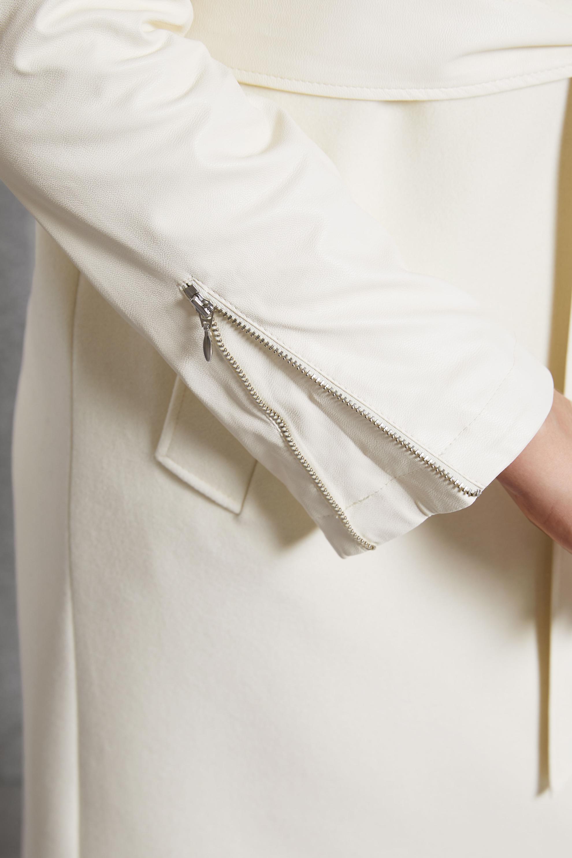 Hijab clothing WHITE BELTED HOODED COAT 90553