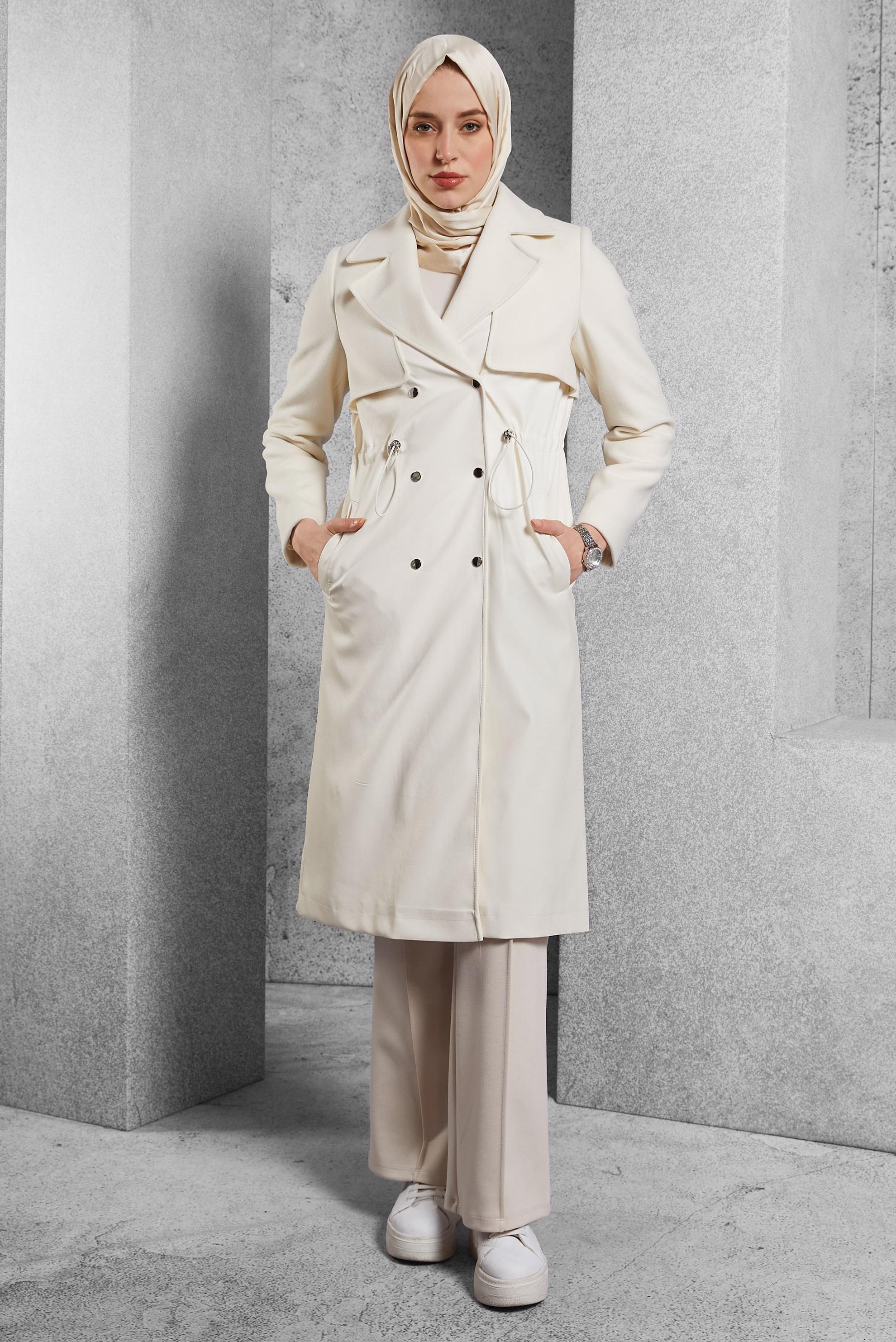 Hijab clothing WHITE SMOCKING WAIST COAT 90554