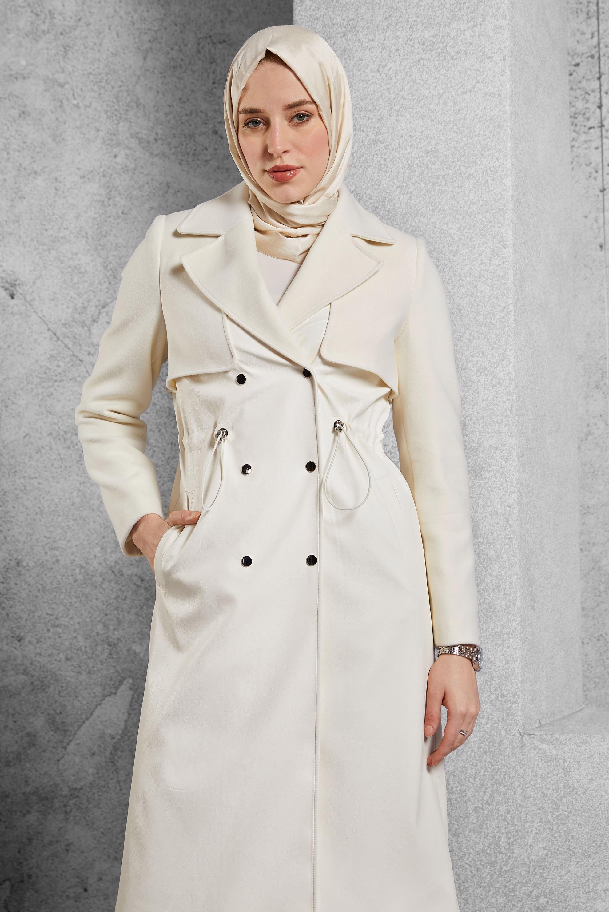 Hijab clothing WHITE SMOCKING WAIST COAT 90554