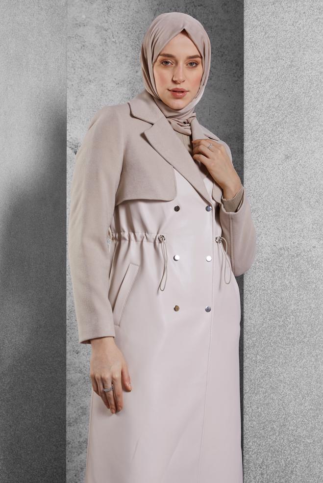 Vêtements hijab BEIGE GILET À SMOKING 90554 - ALVİNA