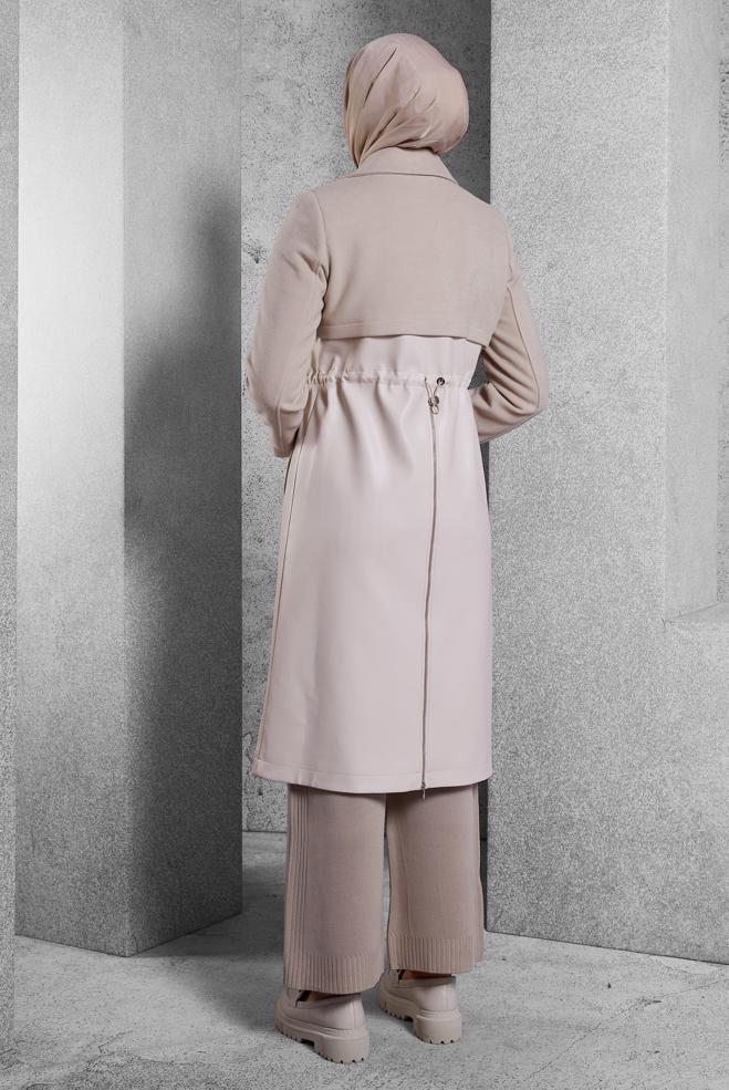 Vêtements hijab BEIGE GILET À SMOKING 90554 - ALVİNA