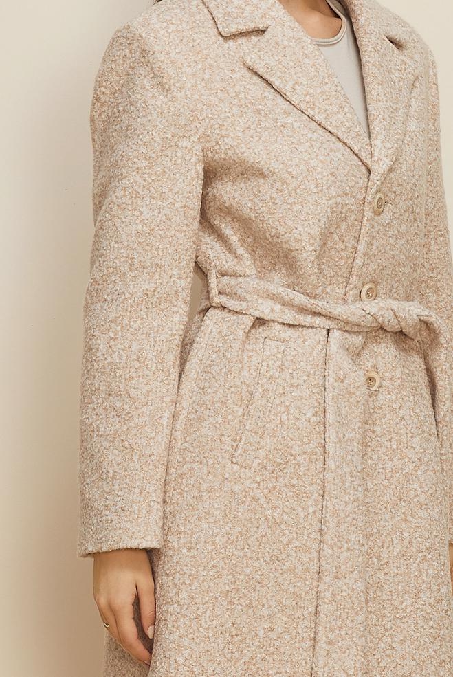 Tesettür giyim BEJ KUŞAKLI KABAN 90556 - ALVİNA