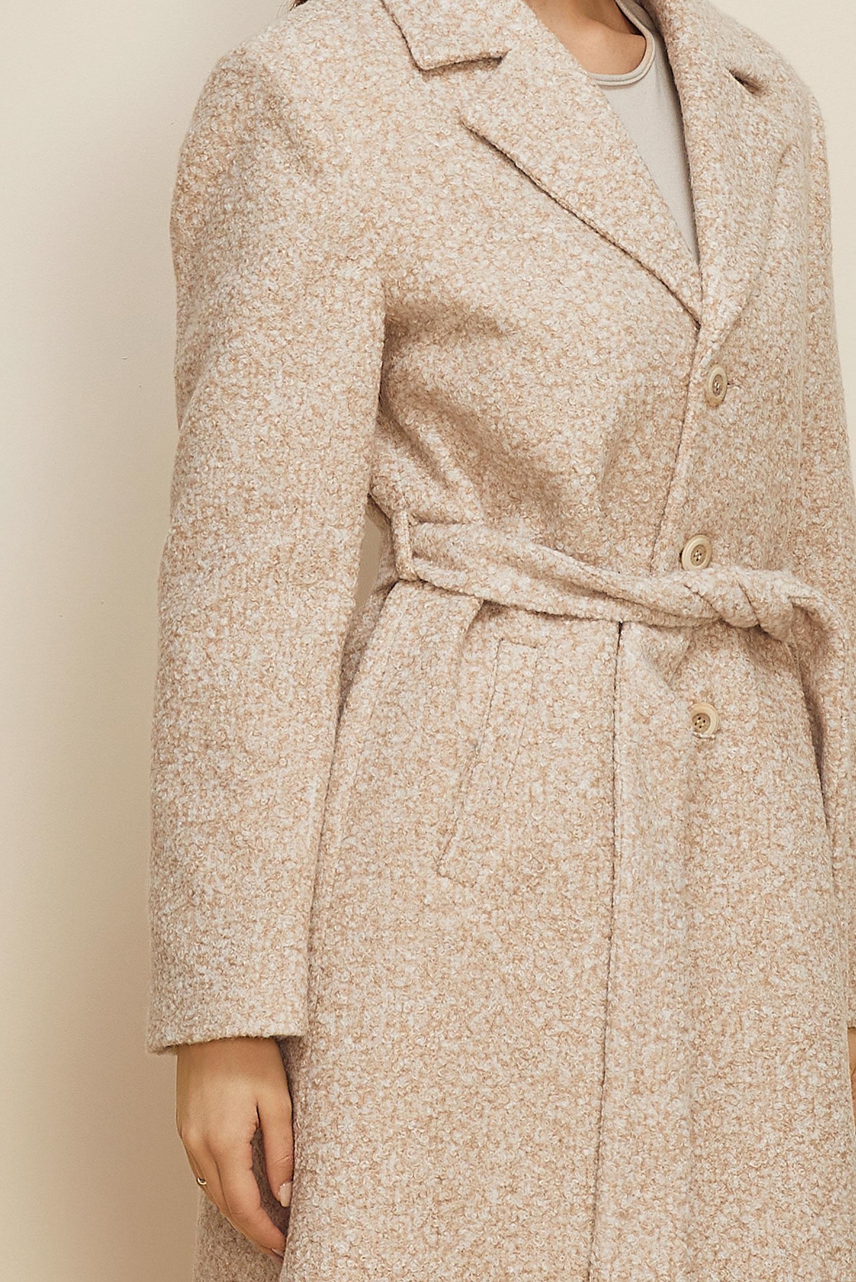 Tesettür giyim BEJ KUŞAKLI KABAN 90556