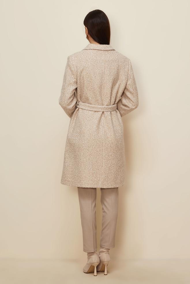 Tesettür giyim BEJ KUŞAKLI KABAN 90556 - ALVİNA