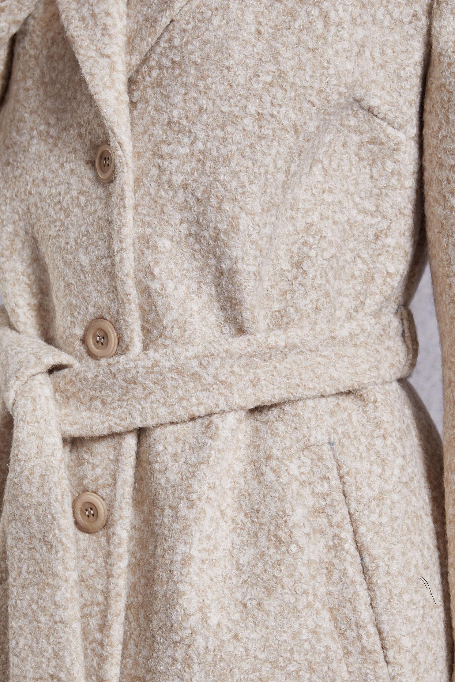 Tesettür giyim BEJ KUŞAKLI KABAN 90556