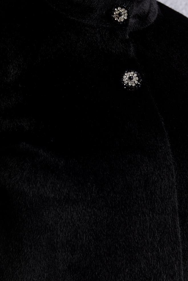 Vêtements hijab NOIR MANTEAU GRANDE TAILLE 90557 - ALVİNA