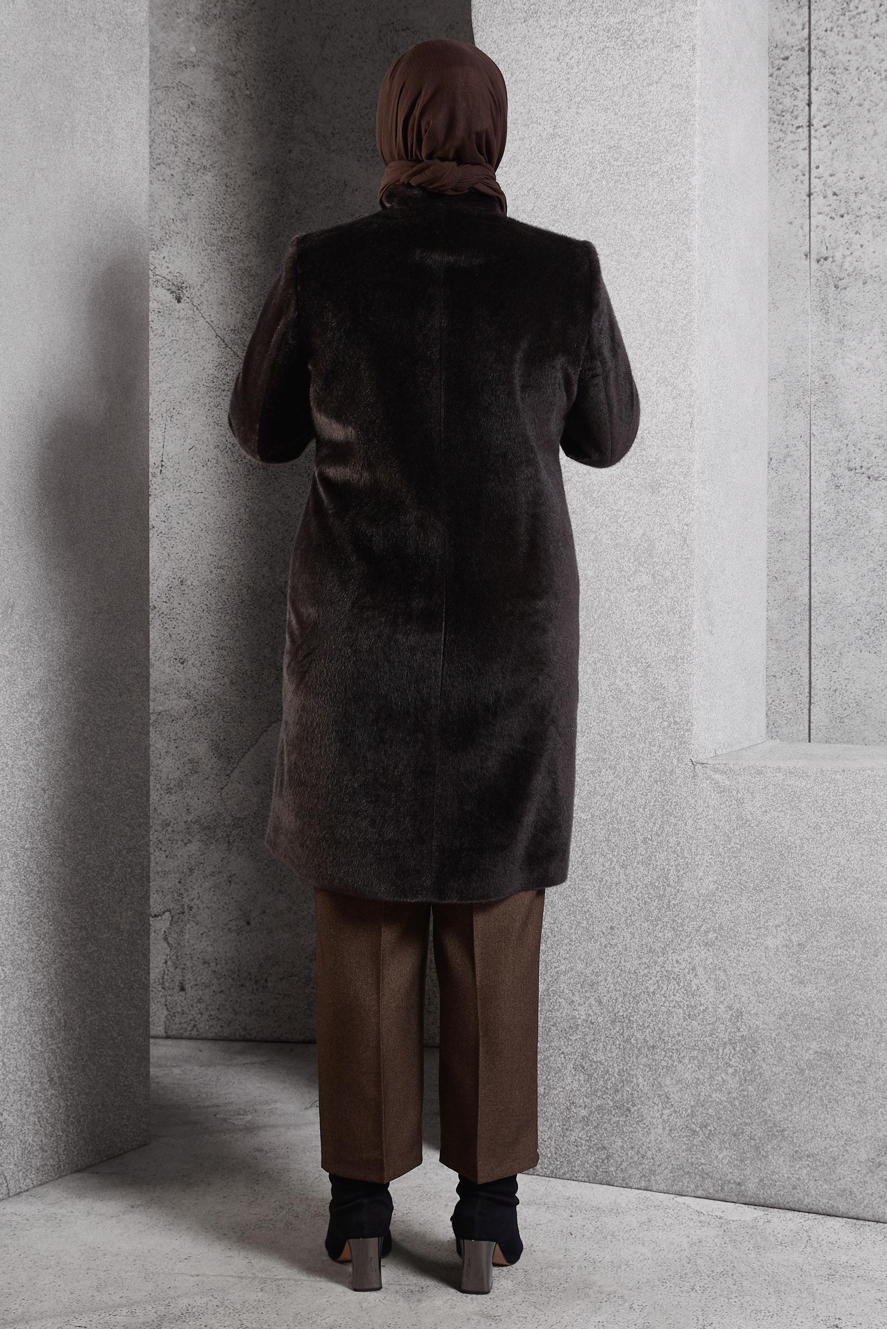 Hijab clothing BROWN PLUS SIZE COAT 90557