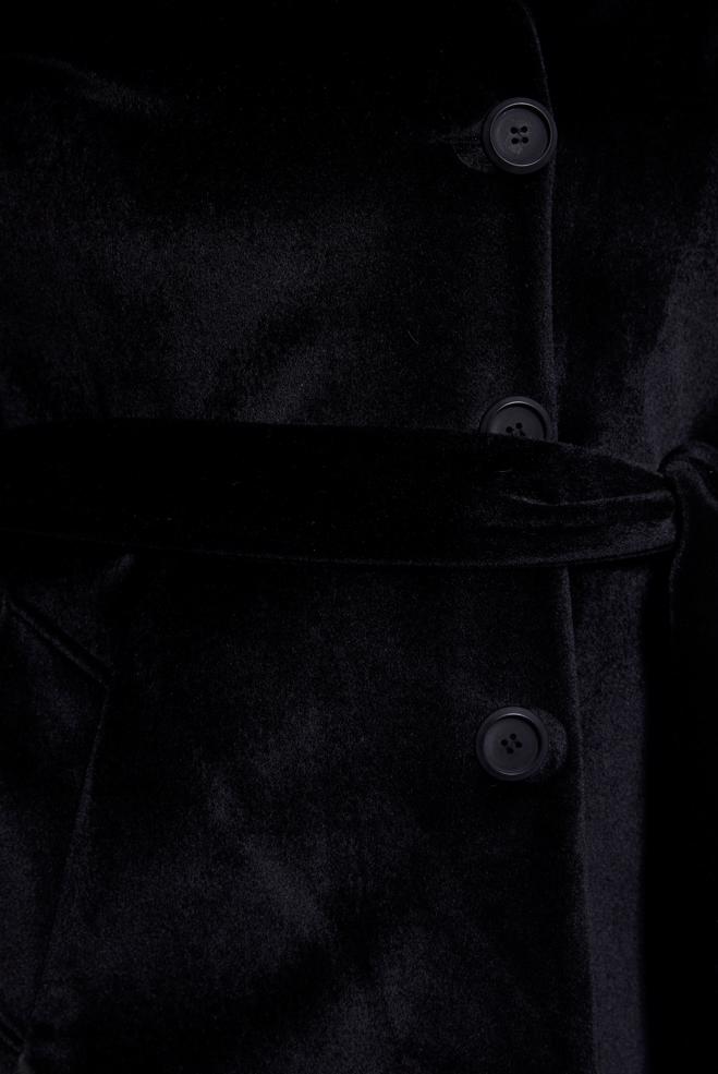 Vêtements hijab NOIR MANTEAU CEINTURÉ 90558 - ALVİNA