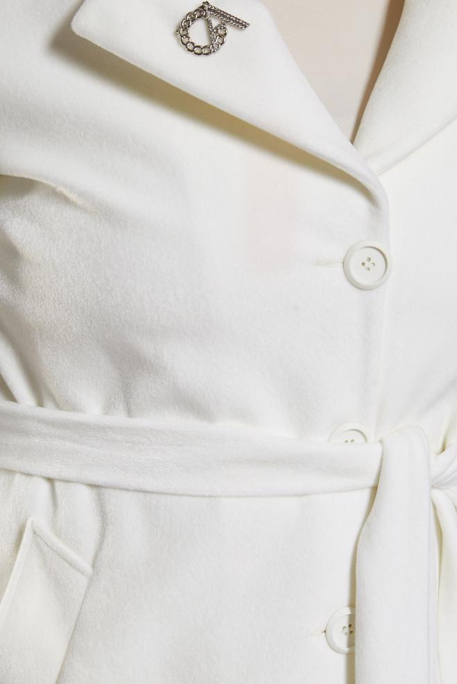 Vêtements hijab BLANC MANTEAU CEINTURÉ 90558 - ALVİNA