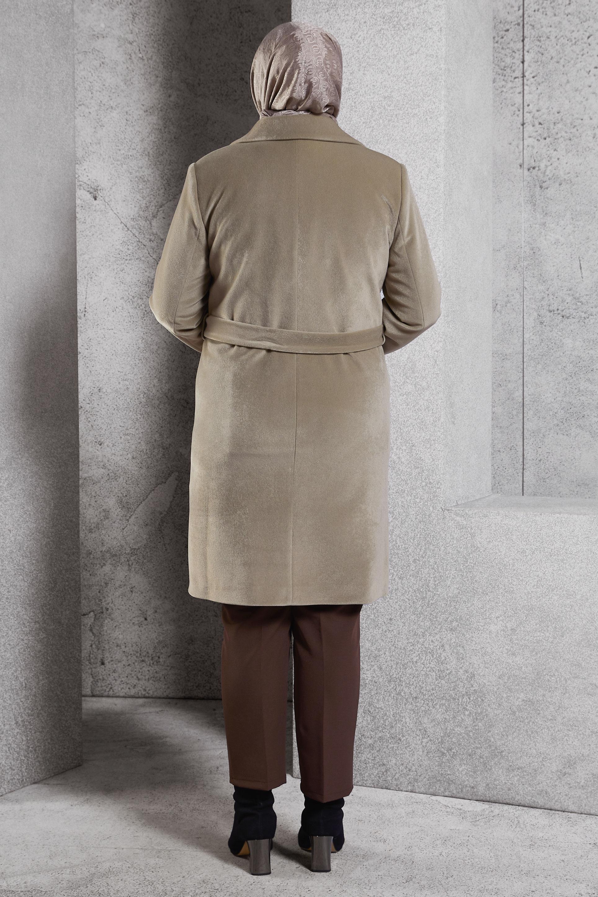 Vêtements hijab BEIGE MANTEAU CEINTURÉ 90558