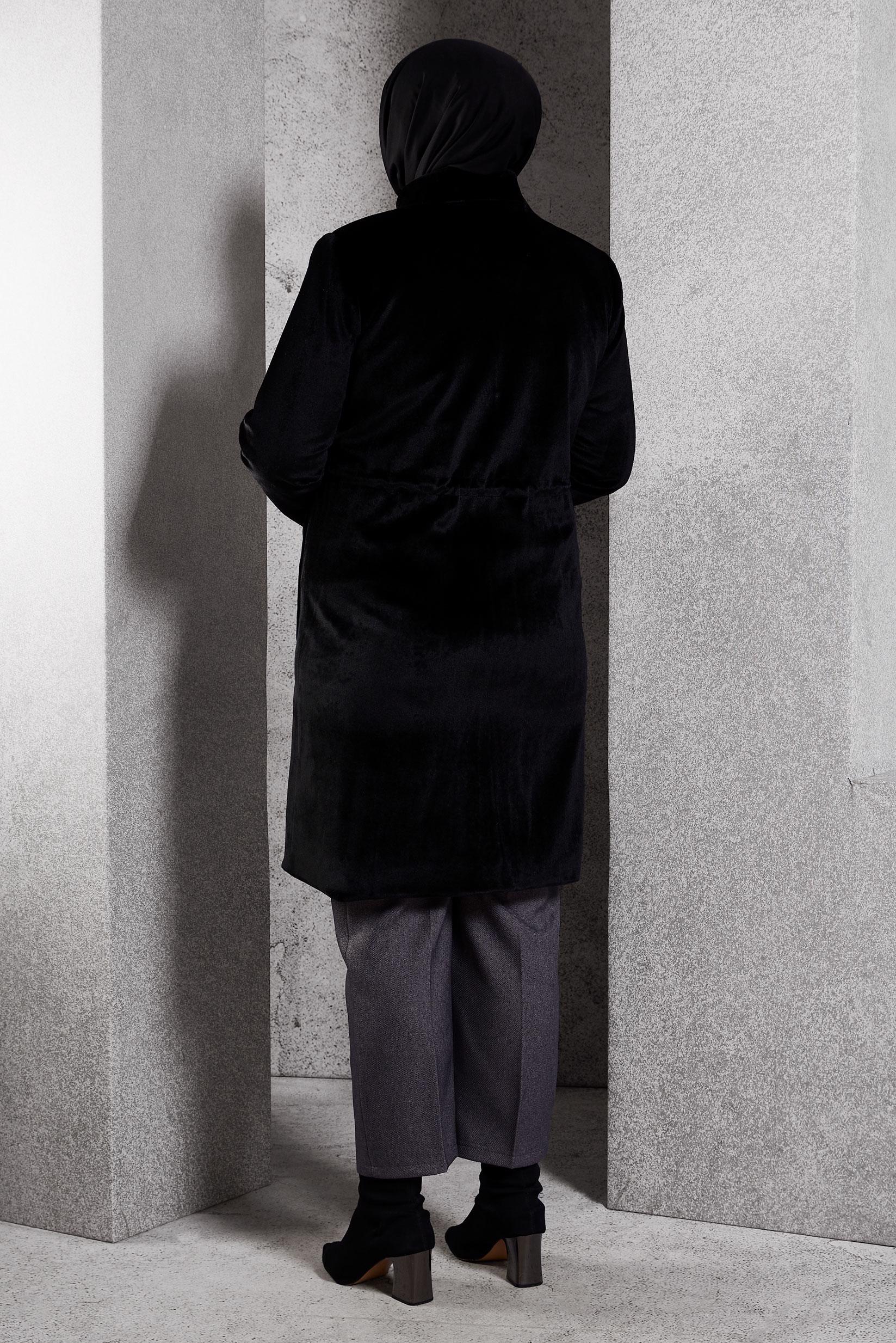 Vêtements hijab NOIR MANTEAU À COL MONTANT 90559