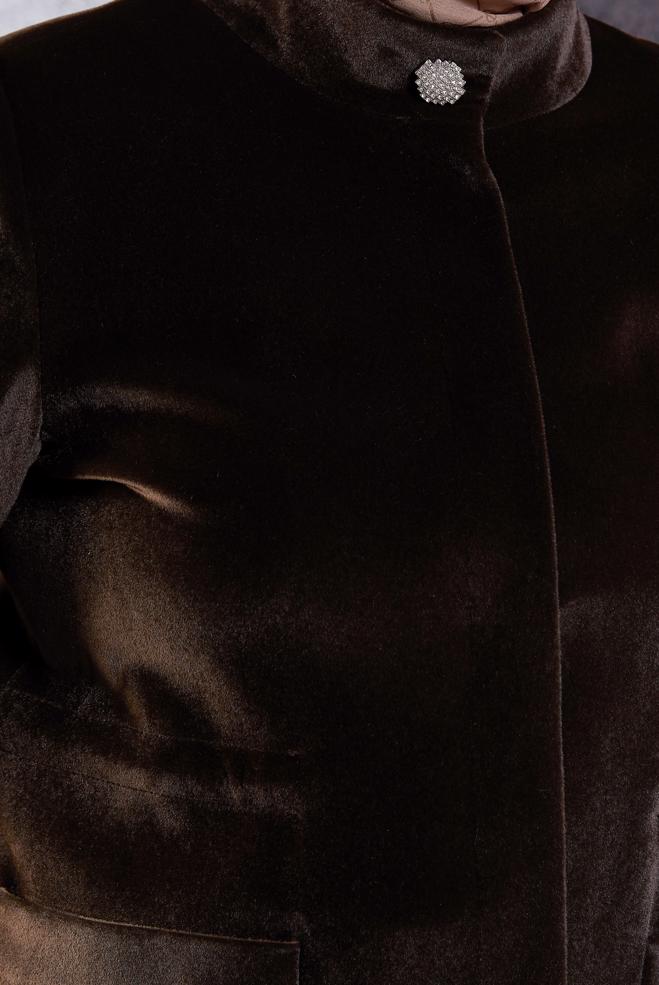 Vêtements hijab BRUN MANTEAU À COL MONTANT 90559 - ALVİNA