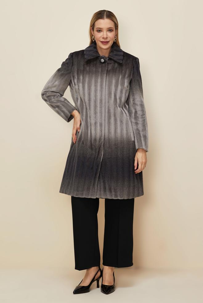 Vêtements hijab BEIGE MANTEAU GRANDE TAILLE 90561 - ALVİNA