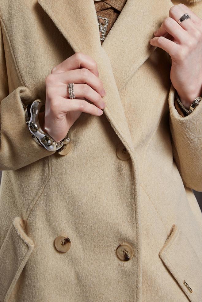 Vêtements hijab BRUN MANTEAU À COL EN FOURRURE 90562 - ALVİNA