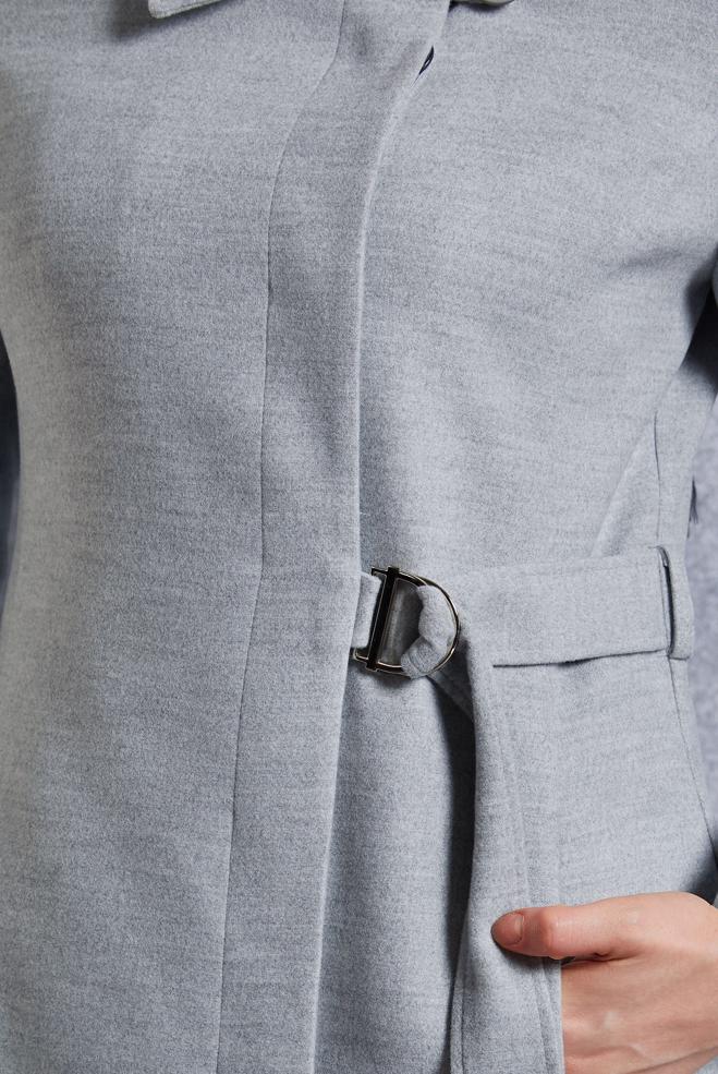 Vêtements hijab GRIS MANTEAU CEINTURÉ 90563  - ALVİNA