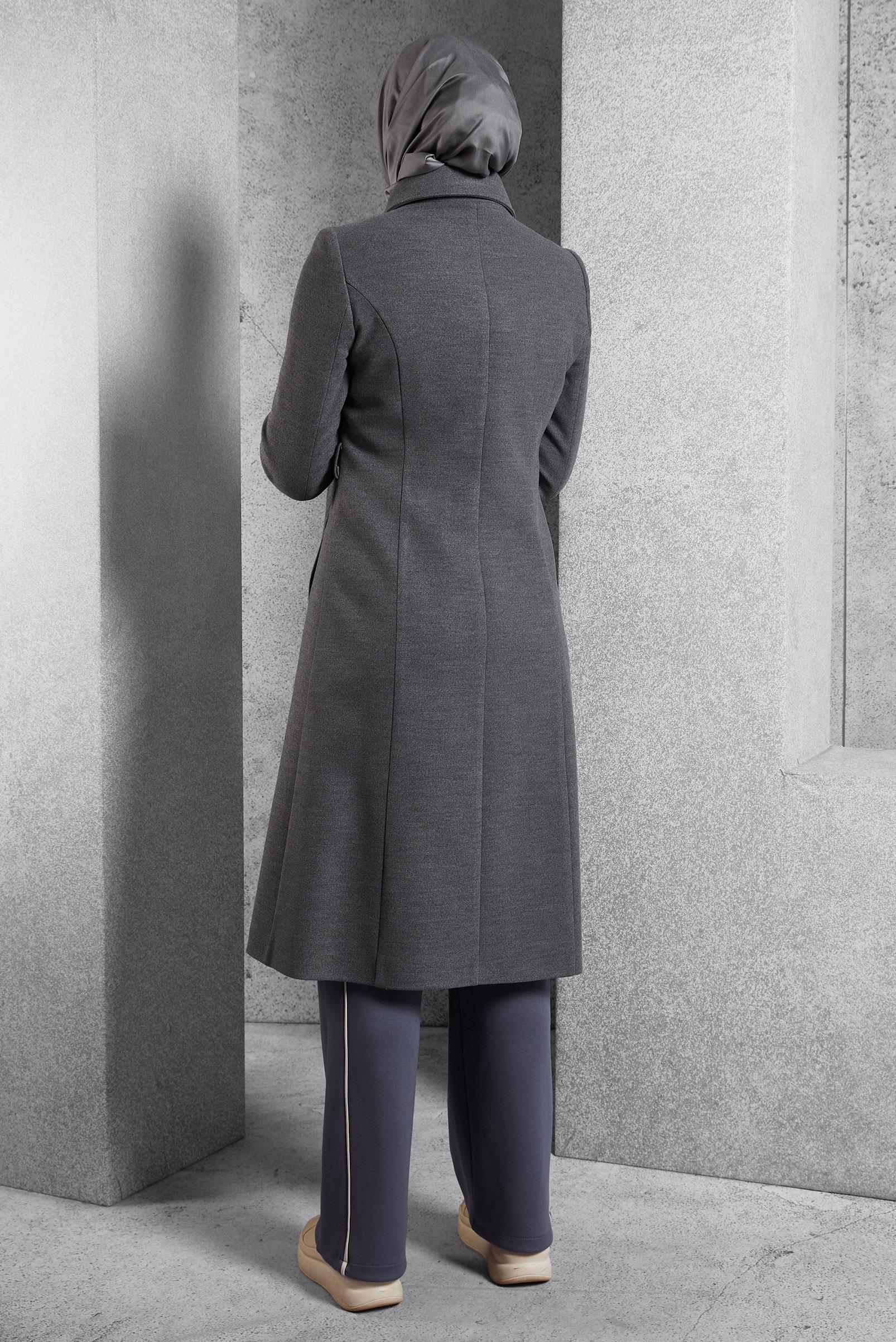 Hijab clothing GREY BELTED COAT 90563 