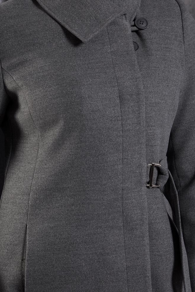 Vêtements hijab GRIS MANTEAU CEINTURÉ 90563  - ALVİNA