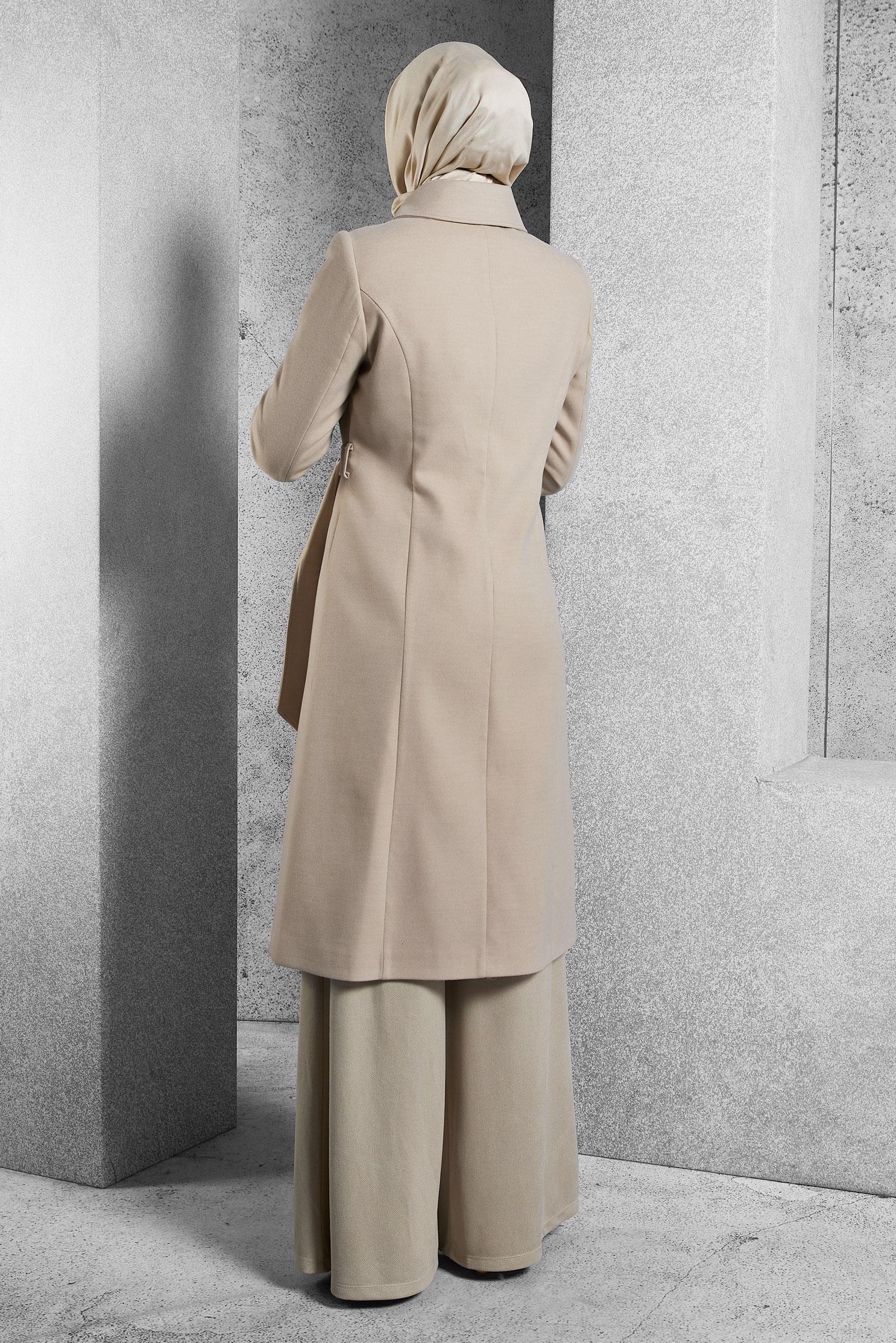Vêtements hijab BEIGE MANTEAU CEINTURÉ 90563 