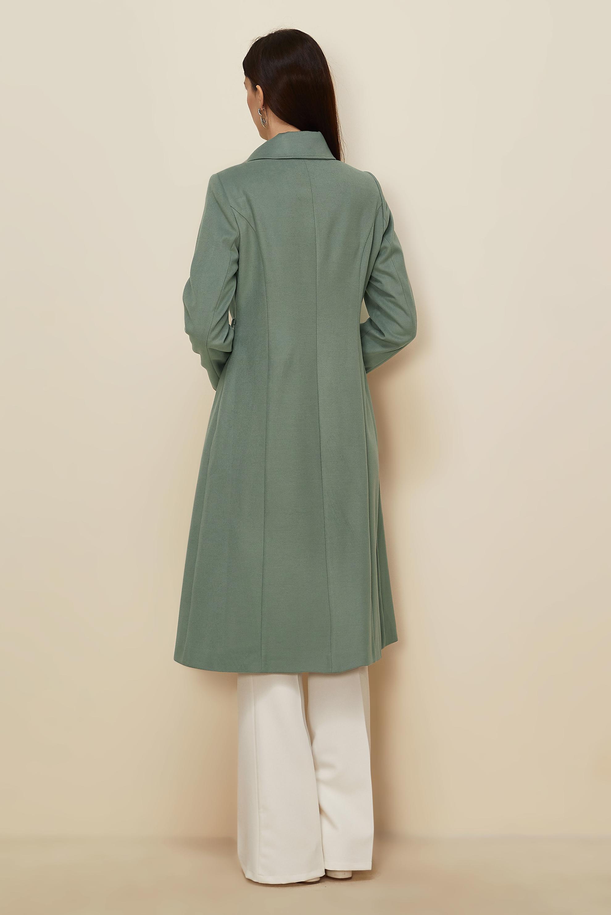 Hijab clothing GREEN BELTED COAT 90563 