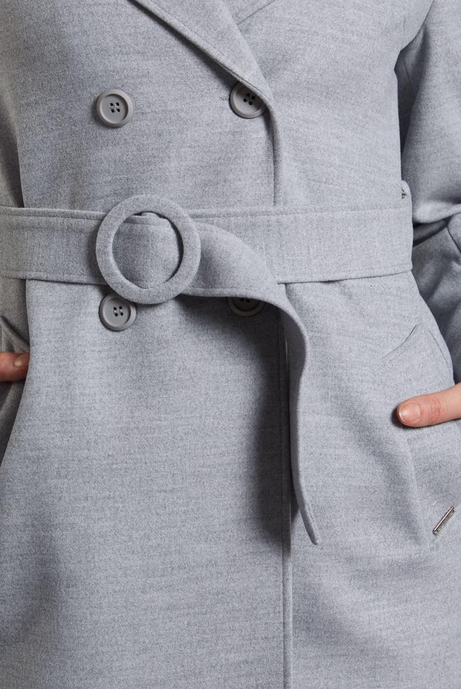 Vêtements hijab GRIS MANTEAU CEINTURÉ 90564 - ALVİNA