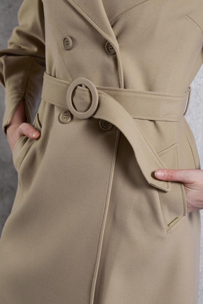 Vêtements hijab BRUN MANTEAU CEINTURÉ 90564 - ALVİNA