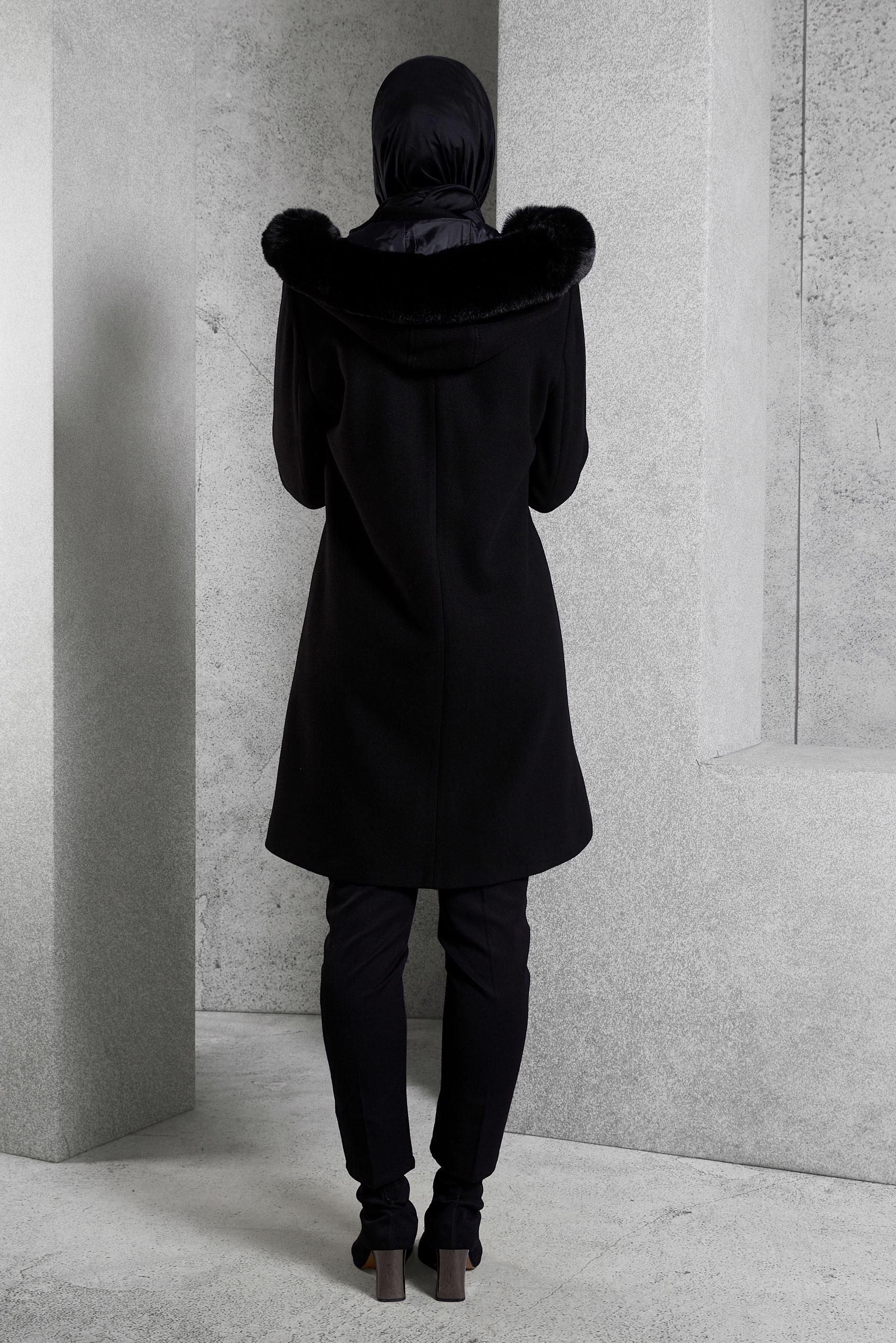 Hijab clothing BLACK HOODED COAT 90570