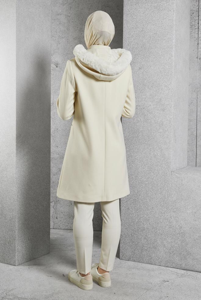 Hijab clothing BROWN HOODED COAT 90570 - ALVİNA