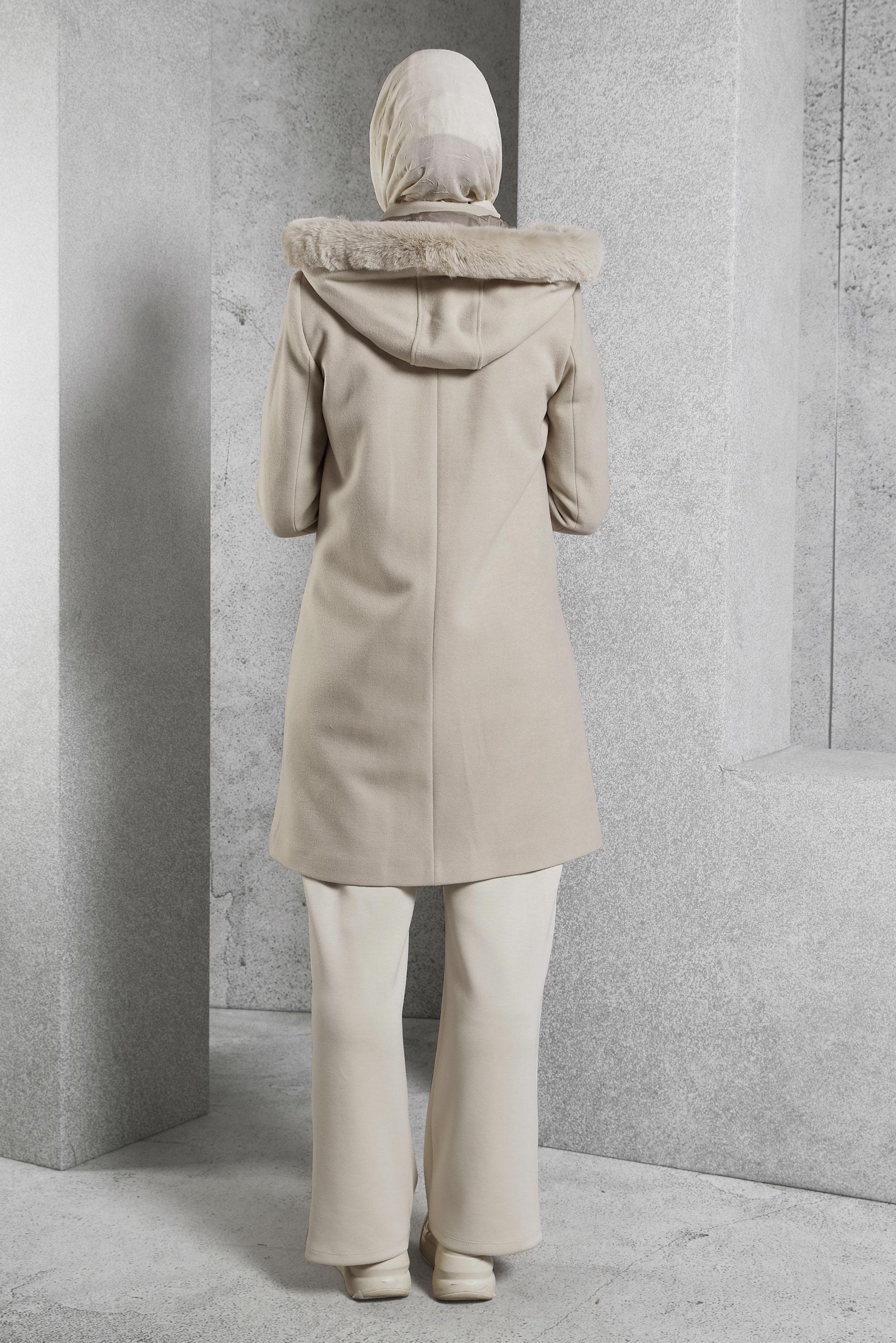 Hijab clothing BEIGE HOODED COAT 90570