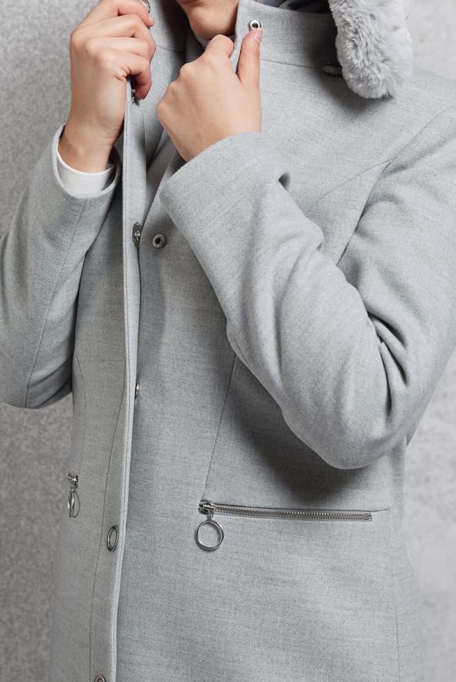 Hijab clothing GREY HOODED COAT 90570 - ALVİNA