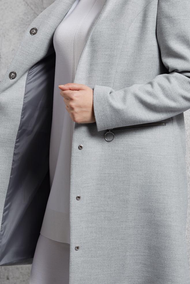 Hijab clothing GREY HOODED COAT 90570 - ALVİNA