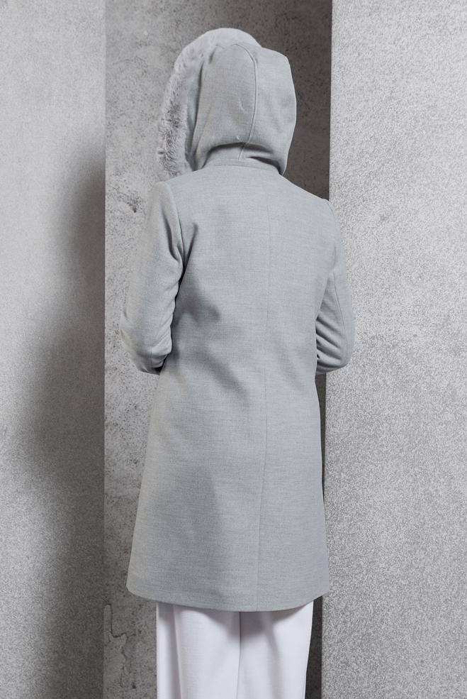 Hijab clothing GREY HOODED COAT 90570 - ALVİNA