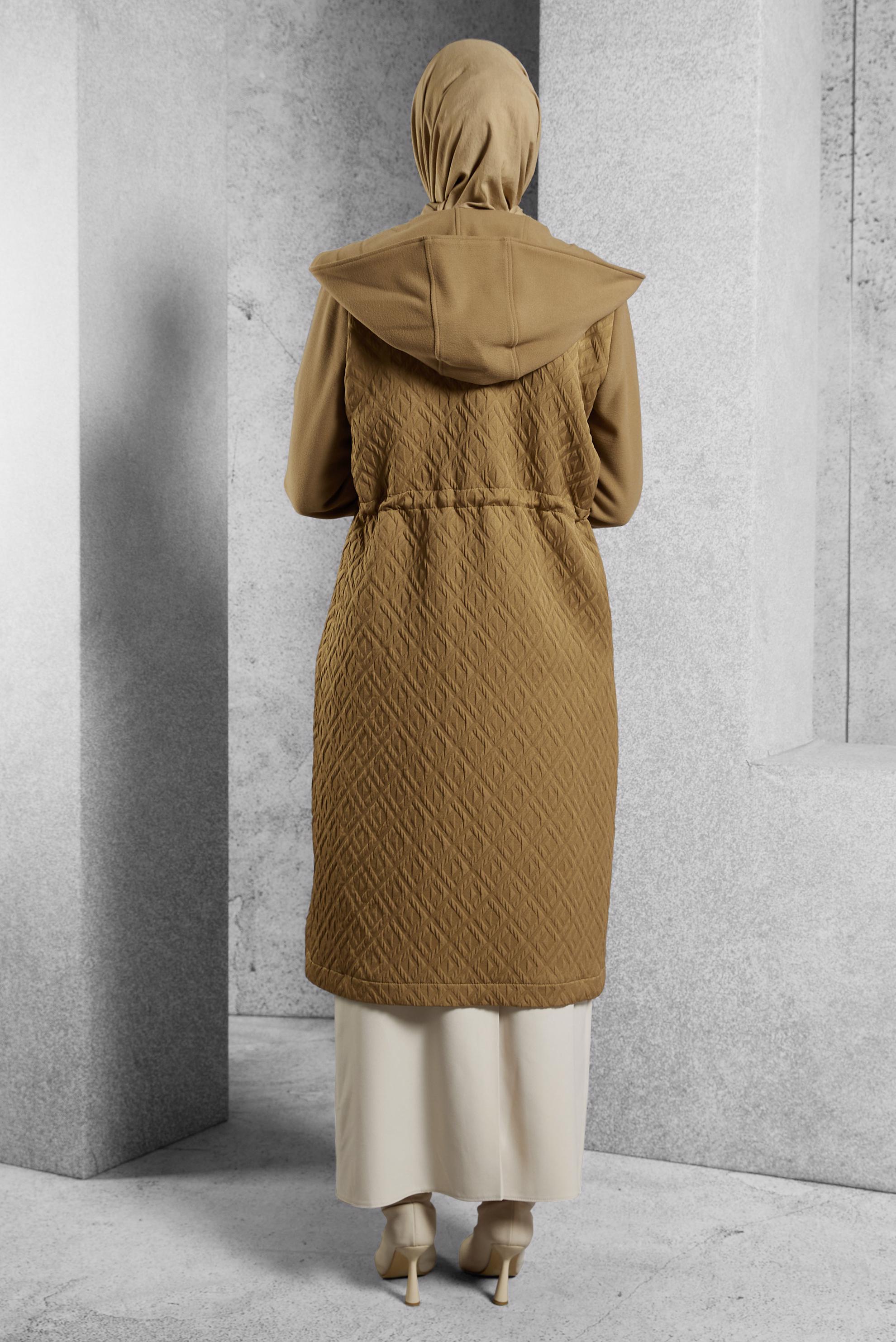 Vêtements hijab BRUN MANTEAU À CAPUCHE 90572