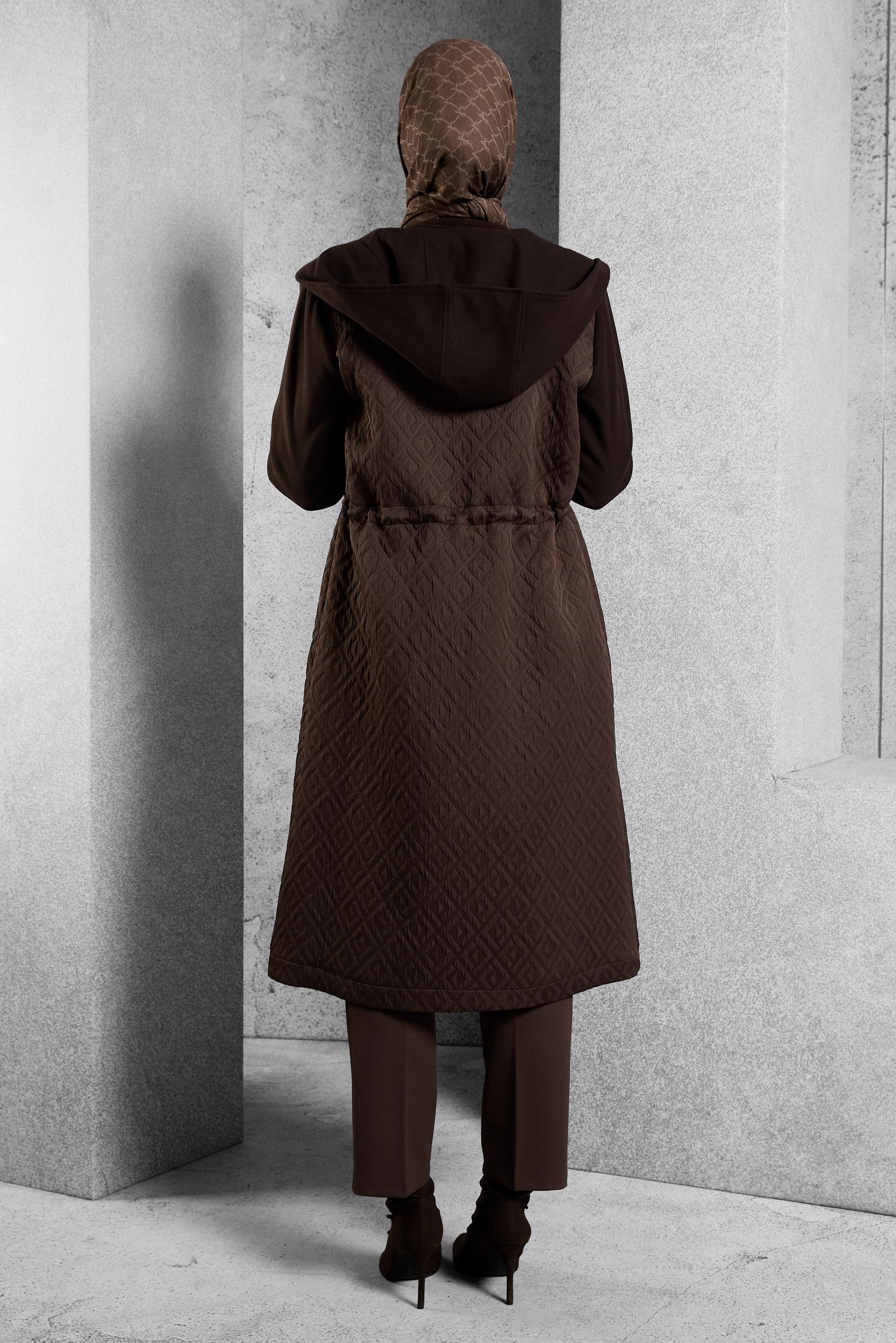 Hijab clothing BROWN HOODED COAT 90572