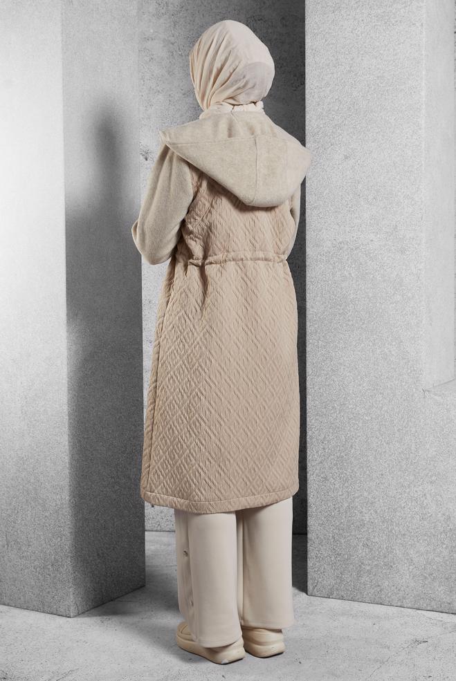 Vêtements hijab BEIGE MANTEAU À CAPUCHE 90572 - ALVİNA