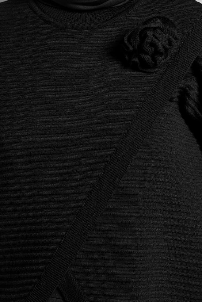 Vêtements hijab NOIR PULL EN MAILLE COUPE ASYMÉTRIQUE 44912 - ALVİNA