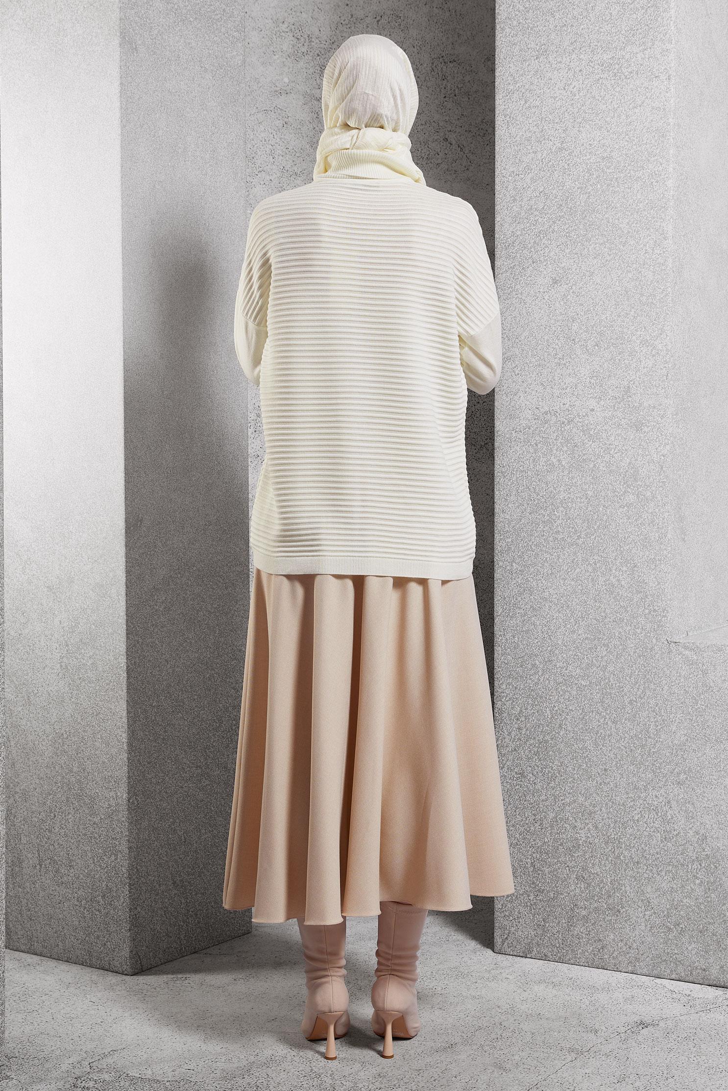 Vêtements hijab BLANC PULL EN MAILLE COUPE ASYMÉTRIQUE 44912