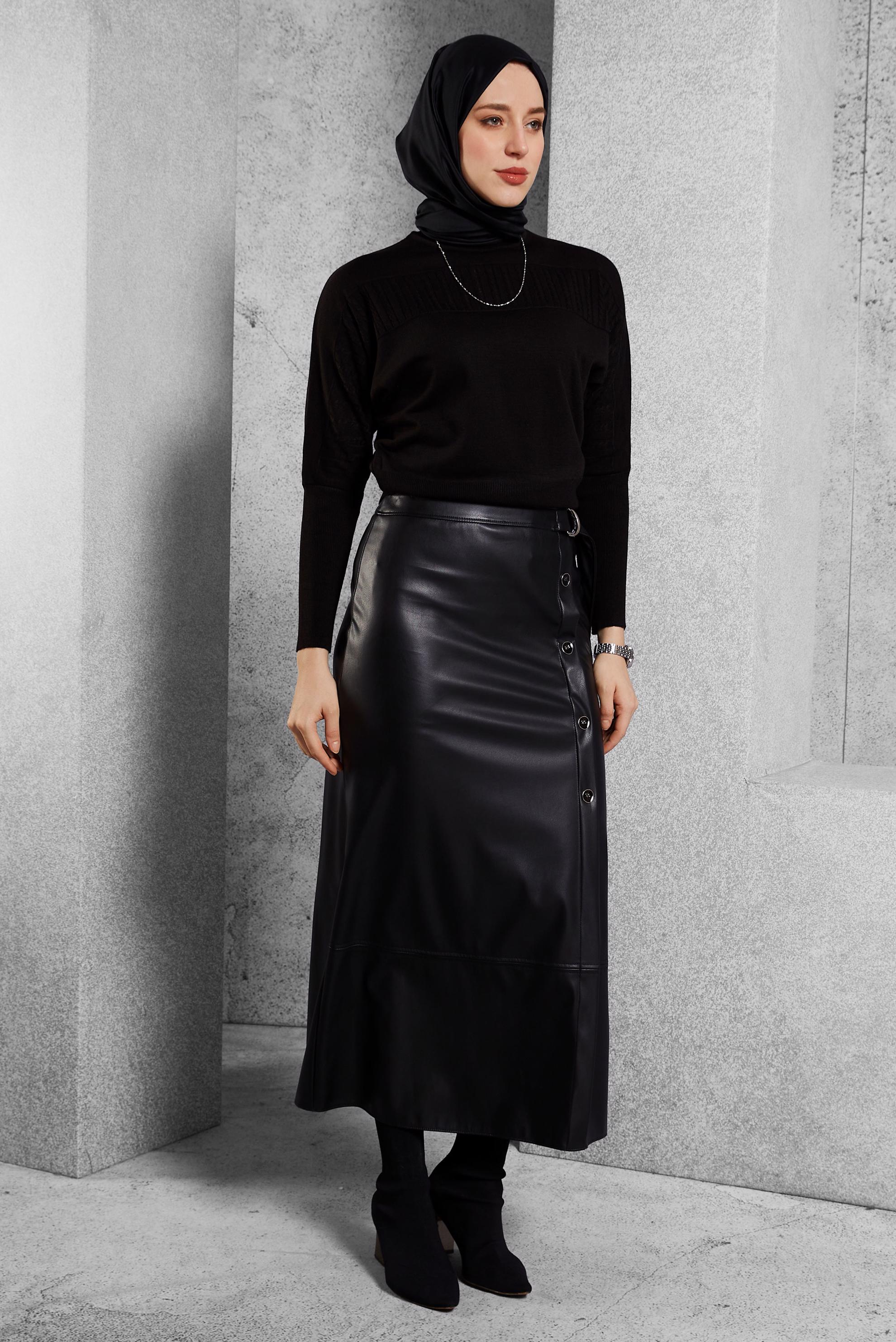 Tesettür giyim SİYAH TRİKO KAZAK 45003