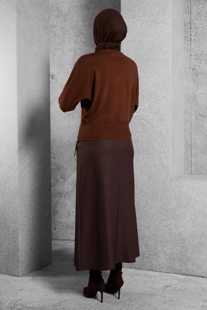 Tesettür giyim KAHVE TRİKO KAZAK 45003 - ALVİNA