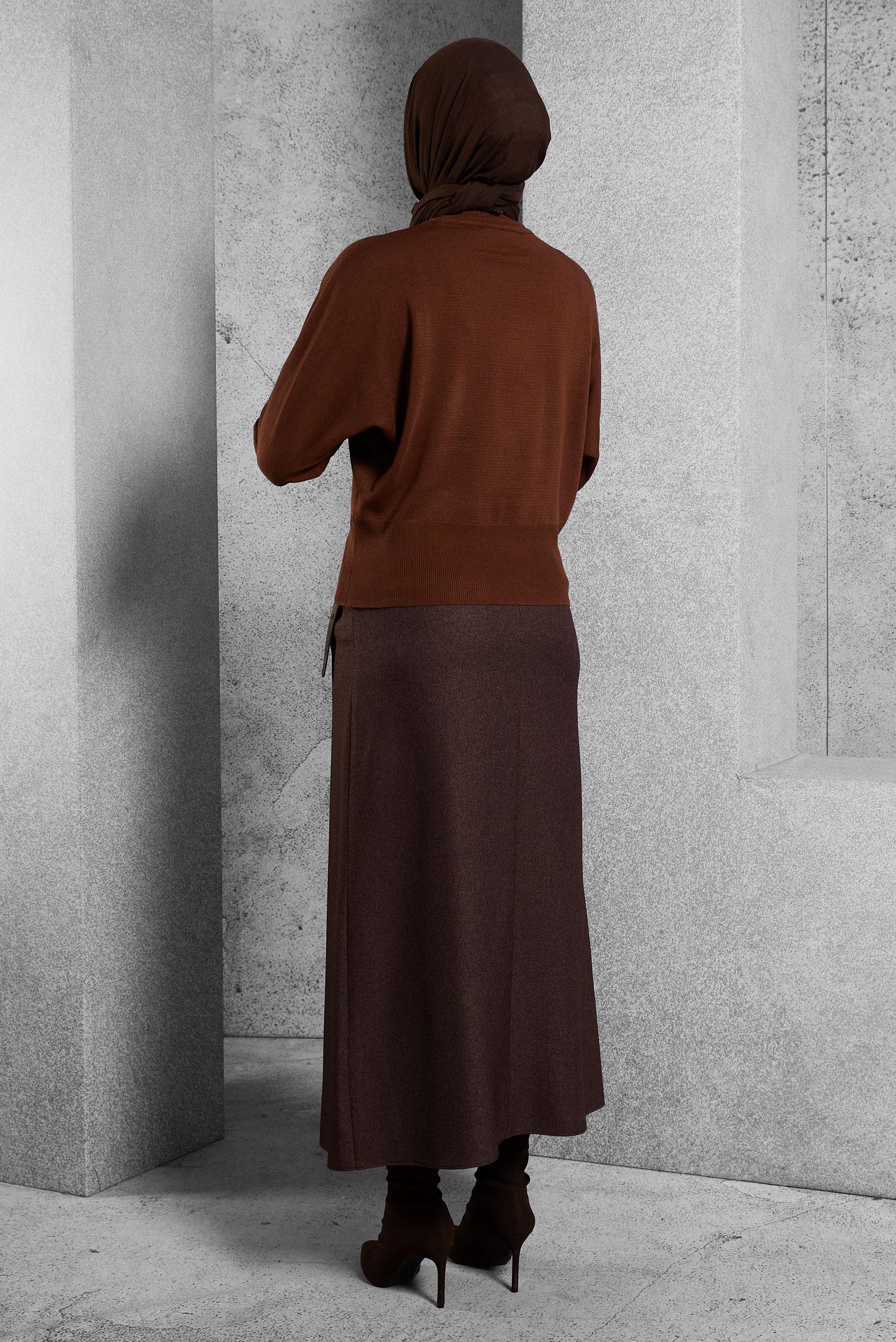 Tesettür giyim KAHVE TRİKO KAZAK 45003