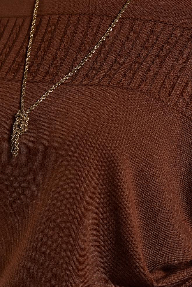 Tesettür giyim KAHVE TRİKO KAZAK 45003 - ALVİNA